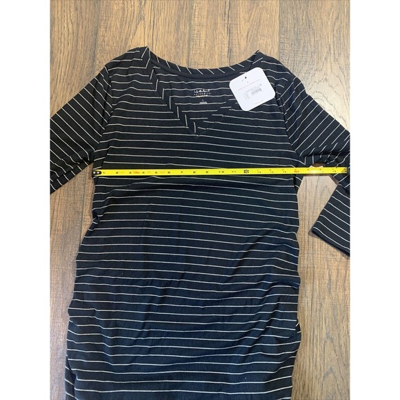 Isabel Maternity Striped 3/4 Sleeve Ribbed T-Shirt Maternity Dress Large, 1020 - Picture 3 of 8